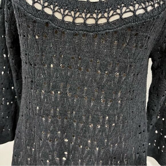 Open knit charcoal color sweater - Picture 3 of 13